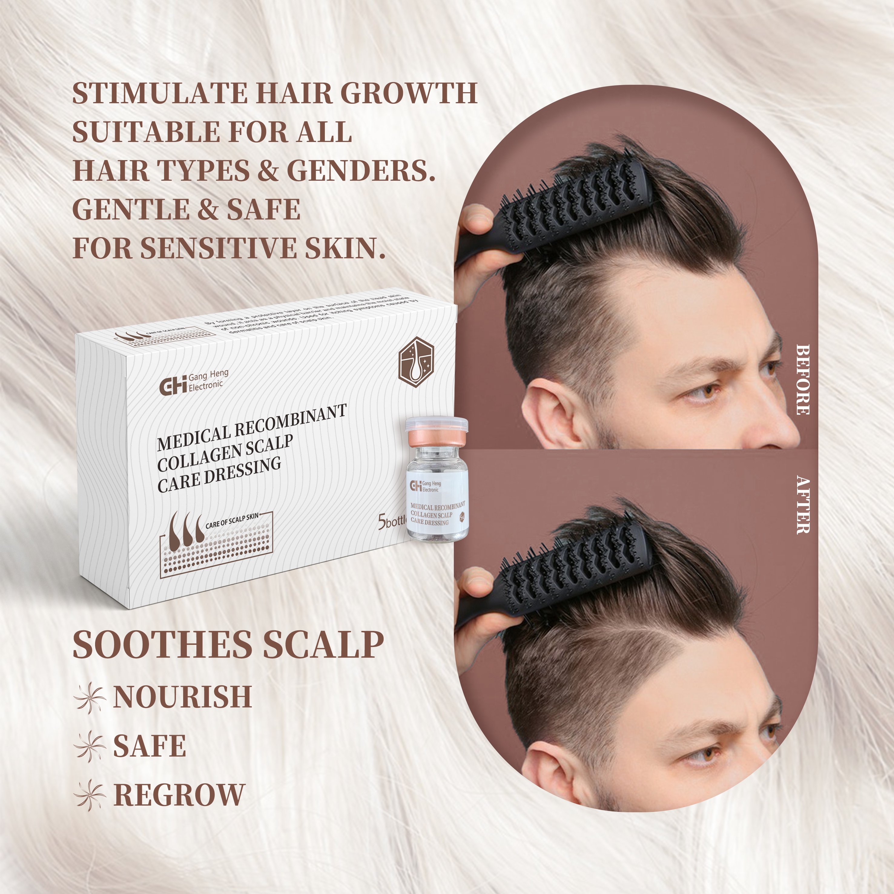 Private label Professional daily use hair care products organic Recombinant collagen Regrowth Hair Serum repairing hair loss