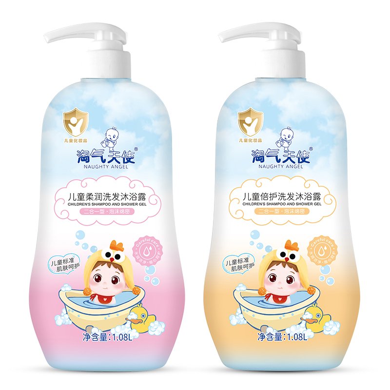 1080ml large bottle of children's shampoo and body wash 2-in -1 for male and female babies over 3 years old
