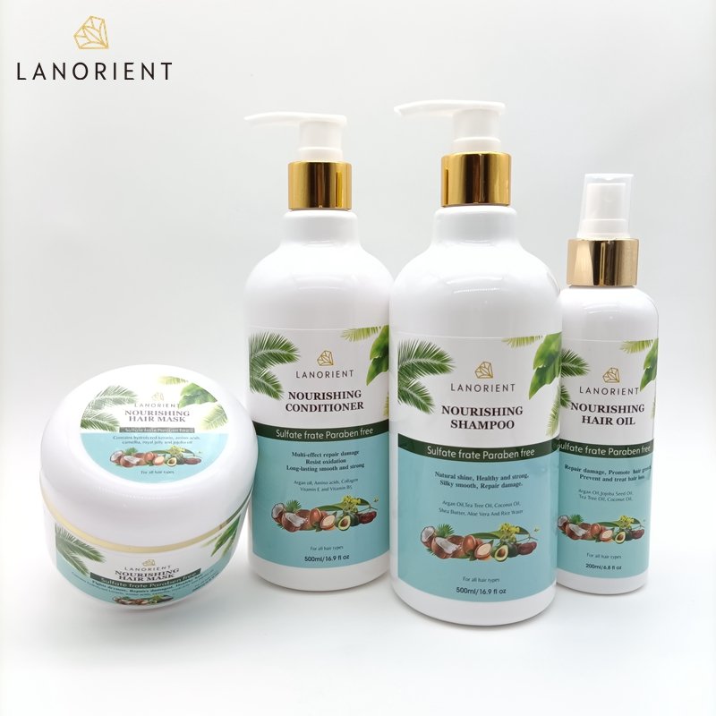 LANORIENT Private label hair repair Argan Oil Coconut Jojoba serum shampoo and conditioner hair care products for black women