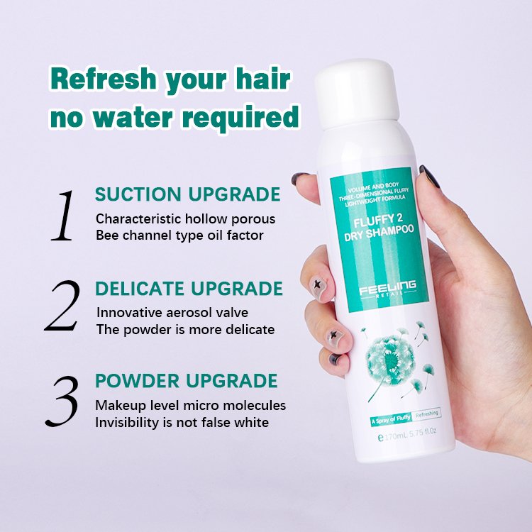 OEM FLUFFY 2 Dry Powder Shampoo 300ml No White Residue Quick Clean Refresh Hair Fullness Volumizing Batiste
