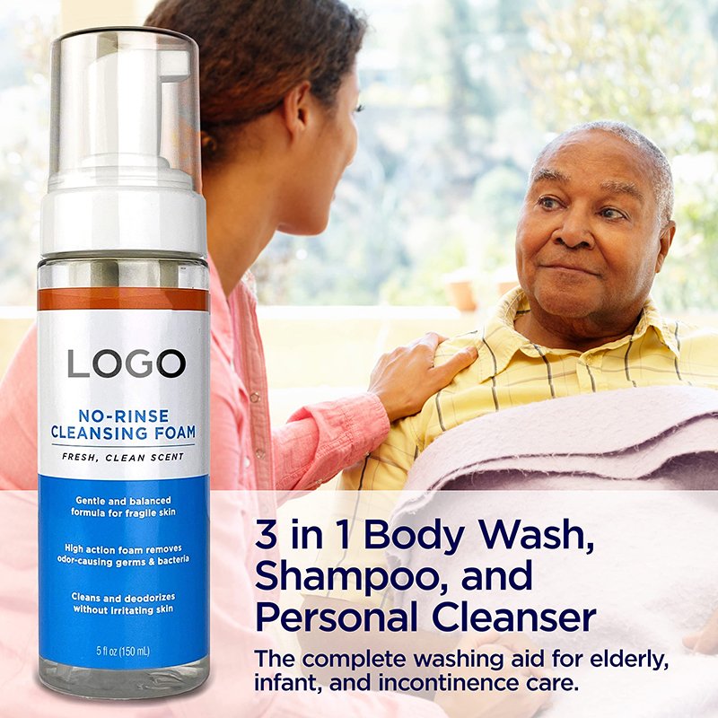 Private Label Home And Hospital Care Mousse Dry Cleansing Foam No Rinse Body Wash and Shampoo