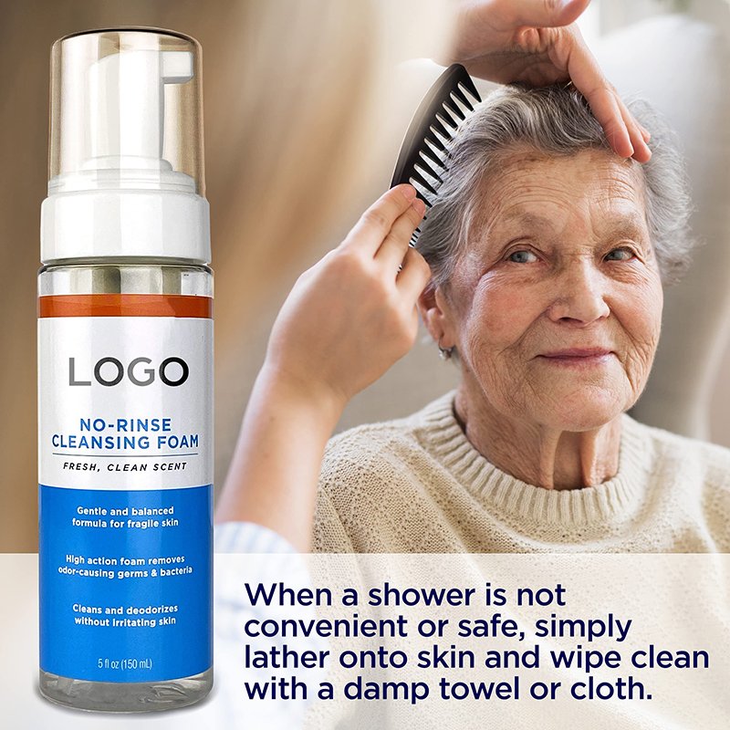 Private Label Home And Hospital Care Mousse Dry Cleansing Foam No Rinse Body Wash and Shampoo