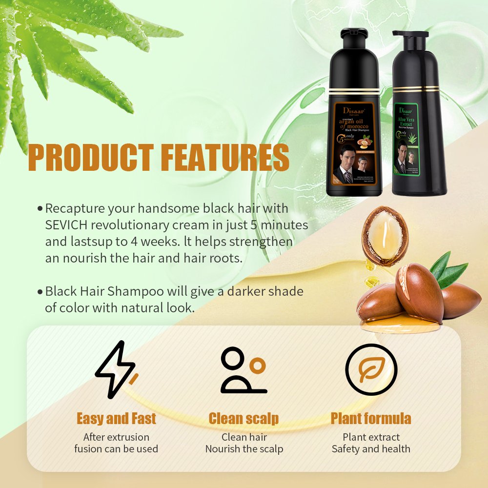 OEM Disaar Black Brown Fast Hair Dye Aloe Vera Shampoo For Gray Hair Black Shampoo Dye