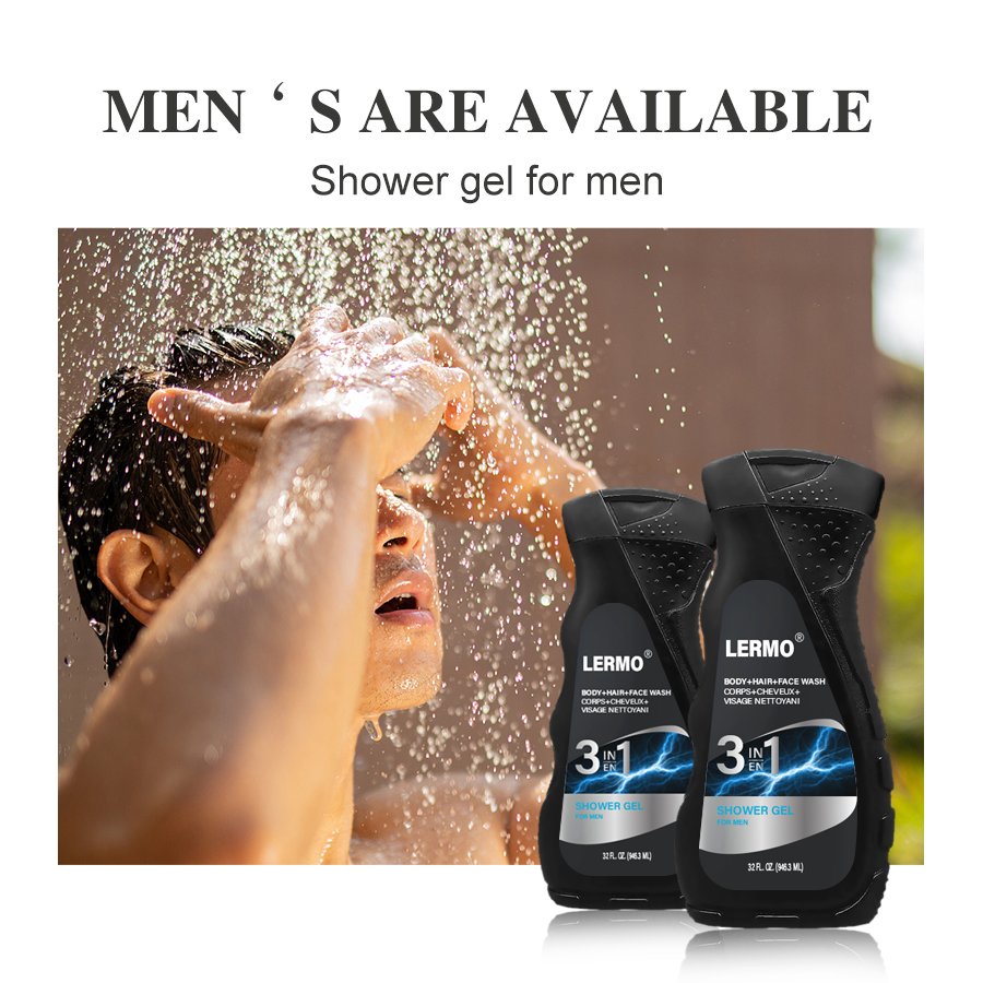 LERMO Factory Private Label Body Hair Face Wash shampoo 3 in 1 Shampoo and shower gel for men 950ML