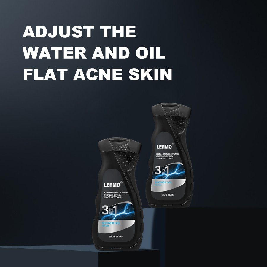 LERMO Factory Private Label Body Hair Face Wash shampoo 3 in 1 Shampoo and shower gel for men 950ML