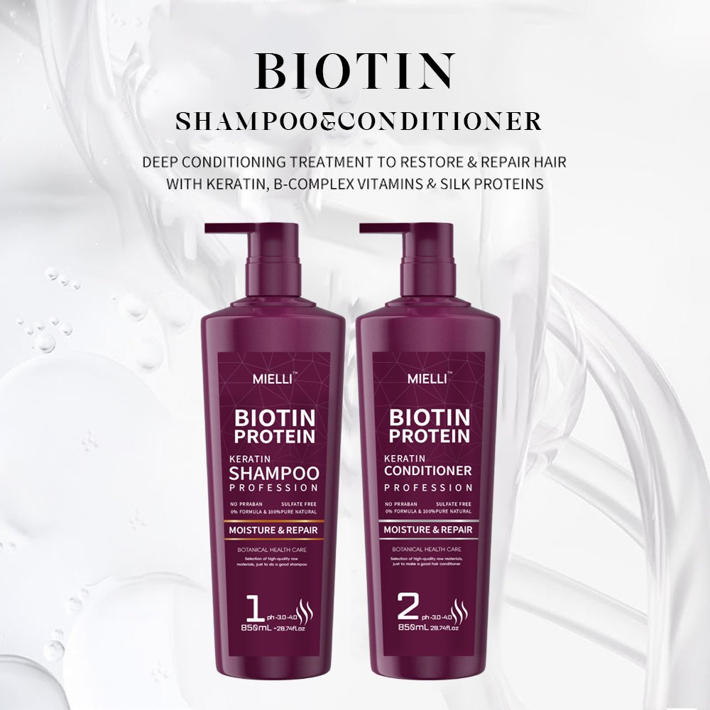 Private Label Organic Biotin Shampoo And Conditioner Set Natural Collagen Sulfate Free Shampoo For Men And Womens