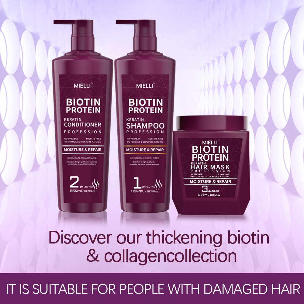 Private Label Organic Biotin Shampoo And Conditioner Set Natural Collagen Sulfate Free Shampoo For Men And Womens