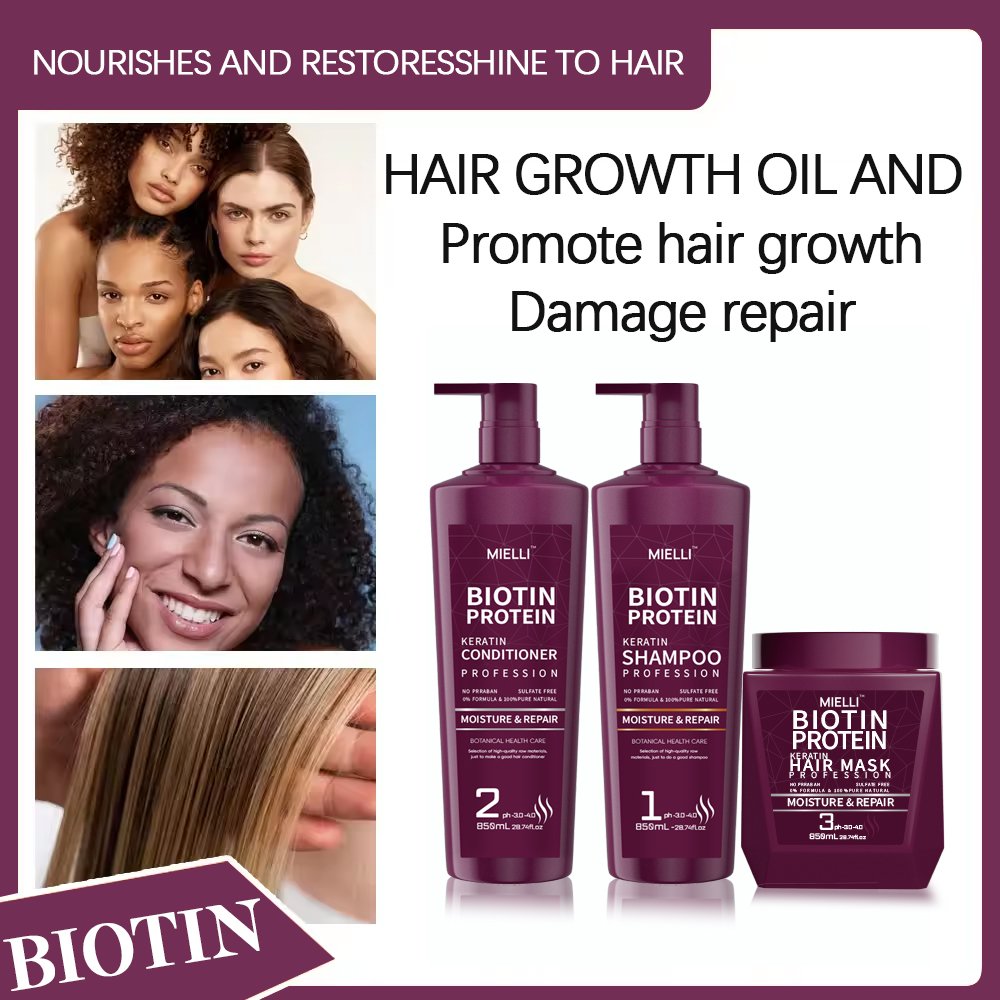 Private Label Organic Biotin Shampoo And Conditioner Set Natural Collagen Sulfate Free Shampoo For Men And Womens