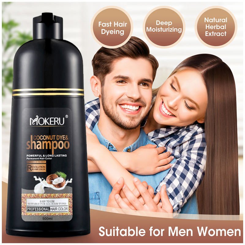 Customized private label Permanent Cover Gray brown 3 in 1 argan oil natural black hair dye shampoo