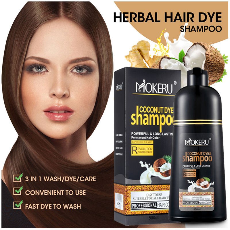 Customized private label Permanent Cover Gray brown 3 in 1 argan oil natural black hair dye shampoo