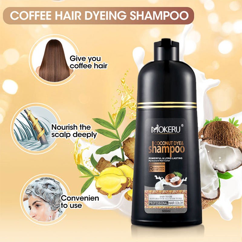 Customized private label Permanent Cover Gray brown 3 in 1 argan oil natural black hair dye shampoo