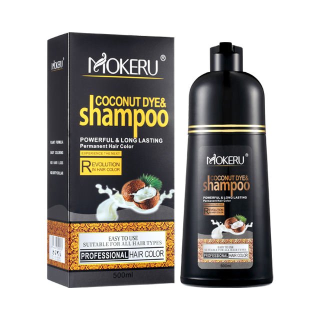 Customized private label Permanent Cover Gray brown 3 in 1 argan oil natural black hair dye shampoo