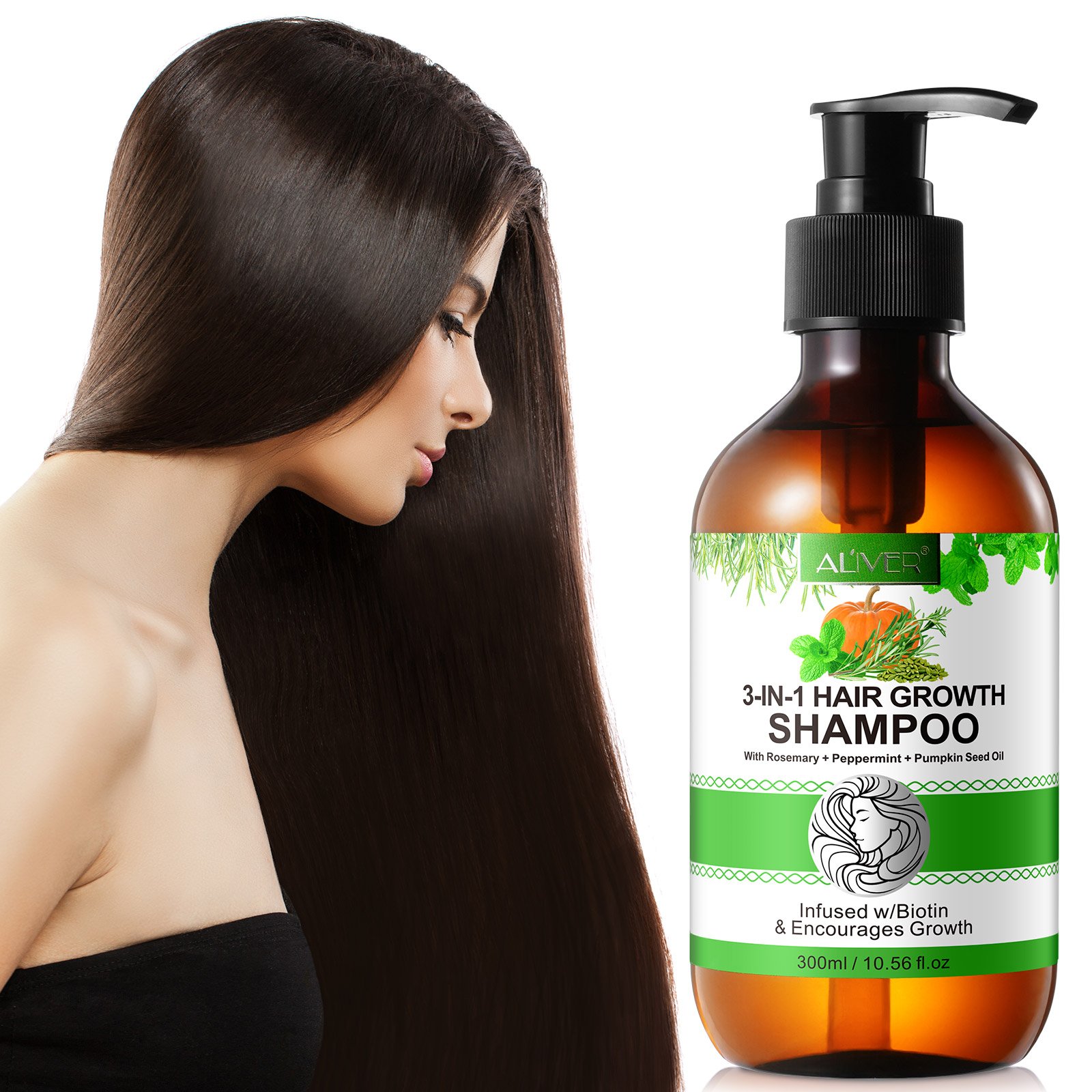 ALIVER private label prevents dandruff alleviates dry biotin hair peppermint rosemary pumpkin seed oil shampoo for hair