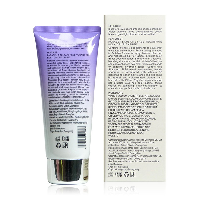 Factory Price Customize Anti- brassy Purple Shampoo For Blonde Hair Keep No Yellow Effect