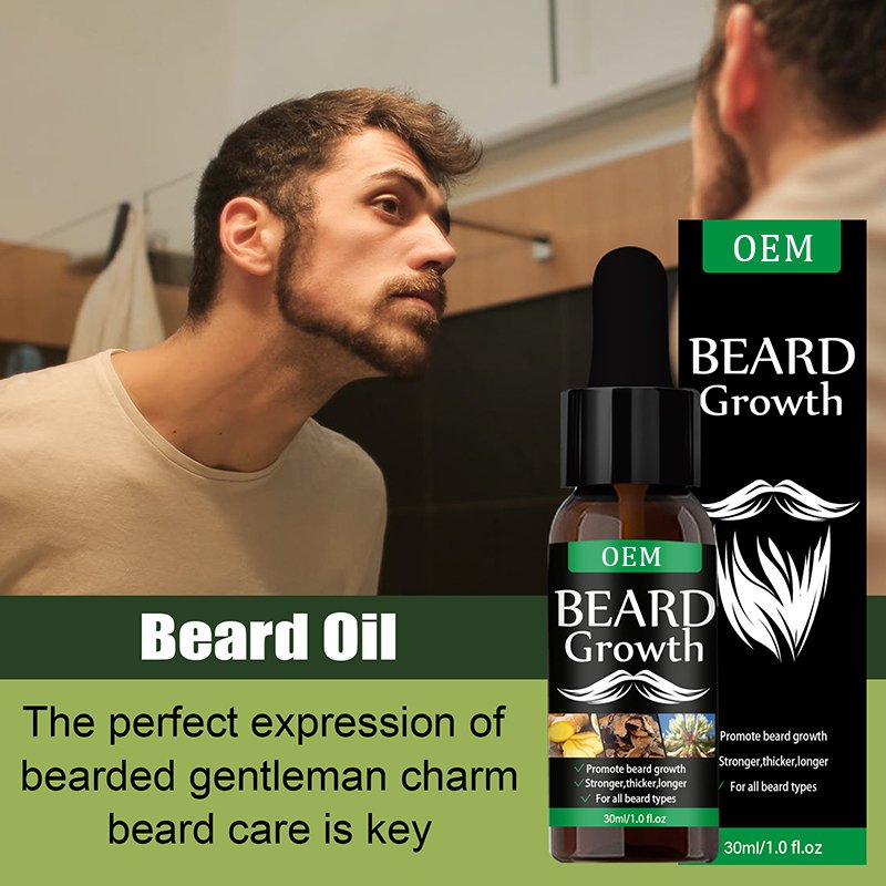 OEM/ODM Organic Natural Moustache Softens Grooming Beard Growth Oil Beard Length Enhancer Regrowth Oil