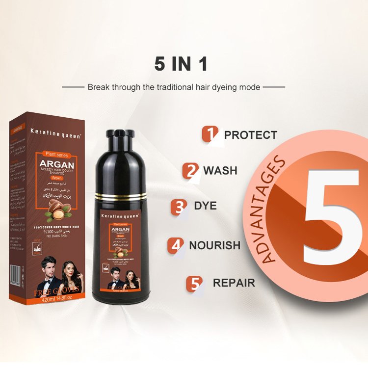 Private Label Professional Salon Using Organic Dark Brown Hair Color Ammonia Free Herbal Black Hair Dye Shampoo