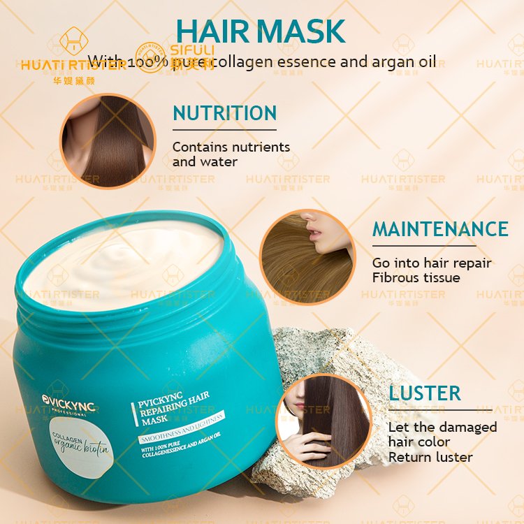 Huati Sifuli Pvickync collagen organic biotin 500ml 1000ml nourishing shampoo and repairing conditioner 60ml argan hair oil