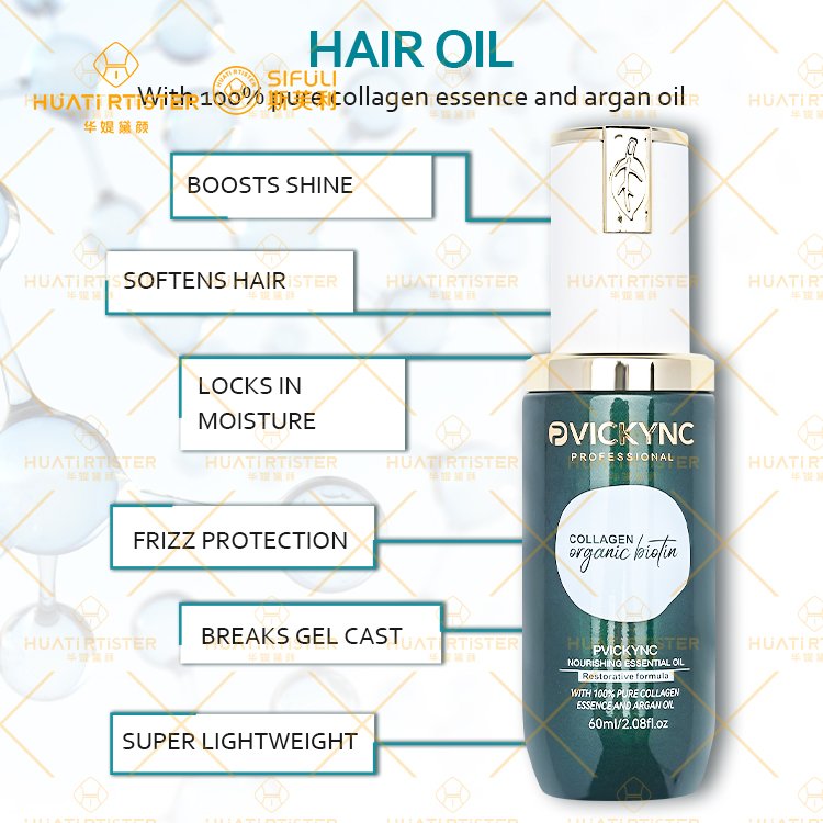 Huati Sifuli Pvickync collagen organic biotin 500ml 1000ml nourishing shampoo and repairing conditioner 60ml argan hair oil