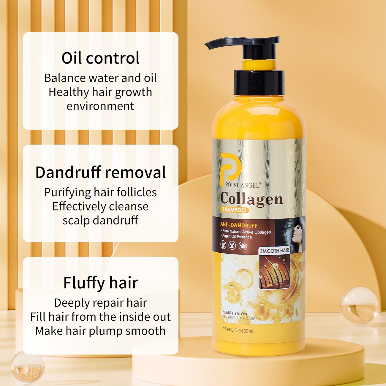 Organic Healthy Natural Collagen protein Argan Oil Essence Shampoo Dandruff Fluffy Moisturizing Collagen protein Shampoo