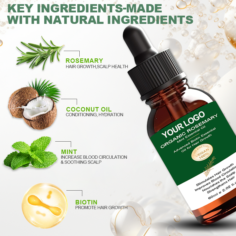 Hot Sale Fast Hair Growth Treatment Oil Hair Growth Serum Tonic 60ml Rosemary Hair Growth Oil