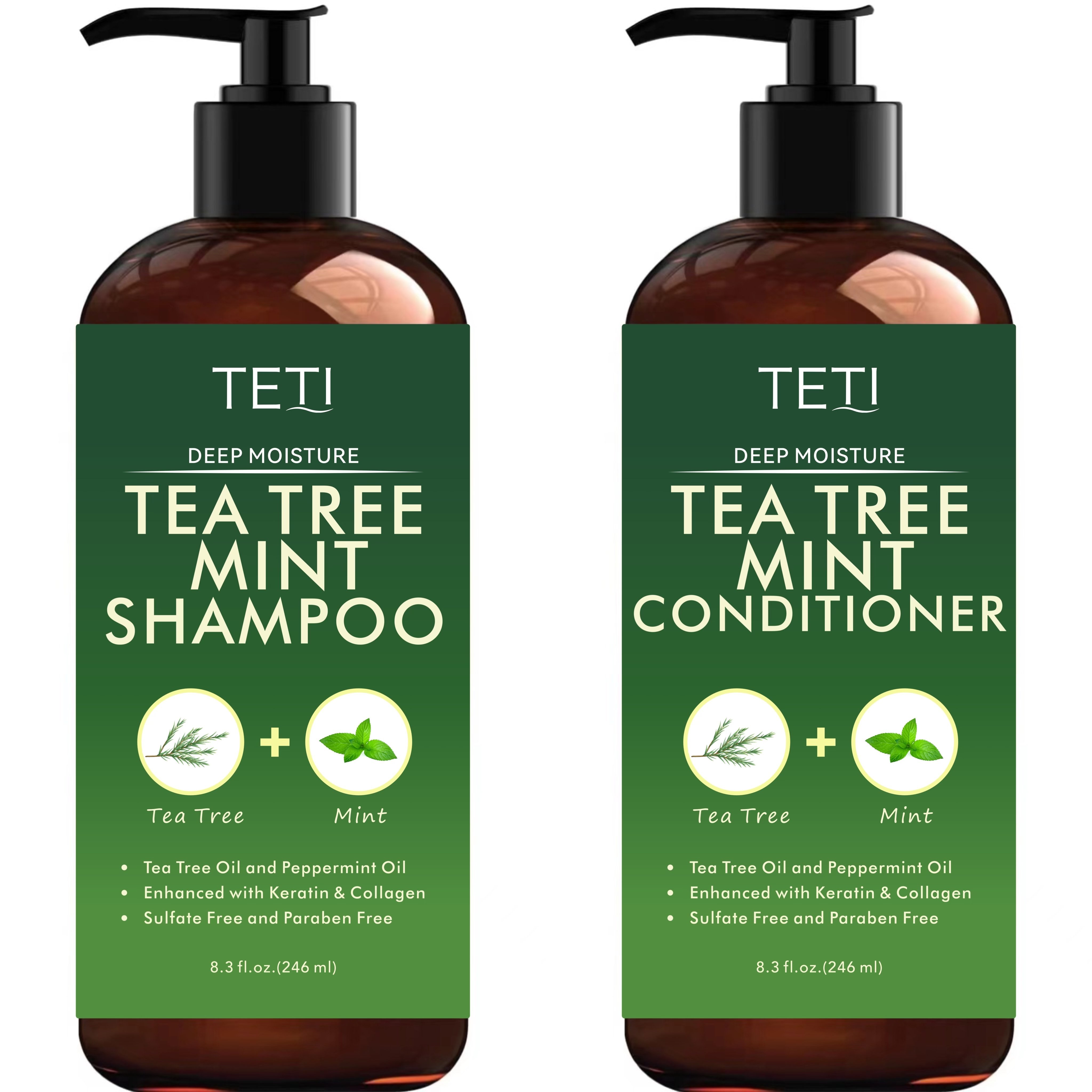 Green tea shampoo and conditioner set moisturizes and removes dandruff