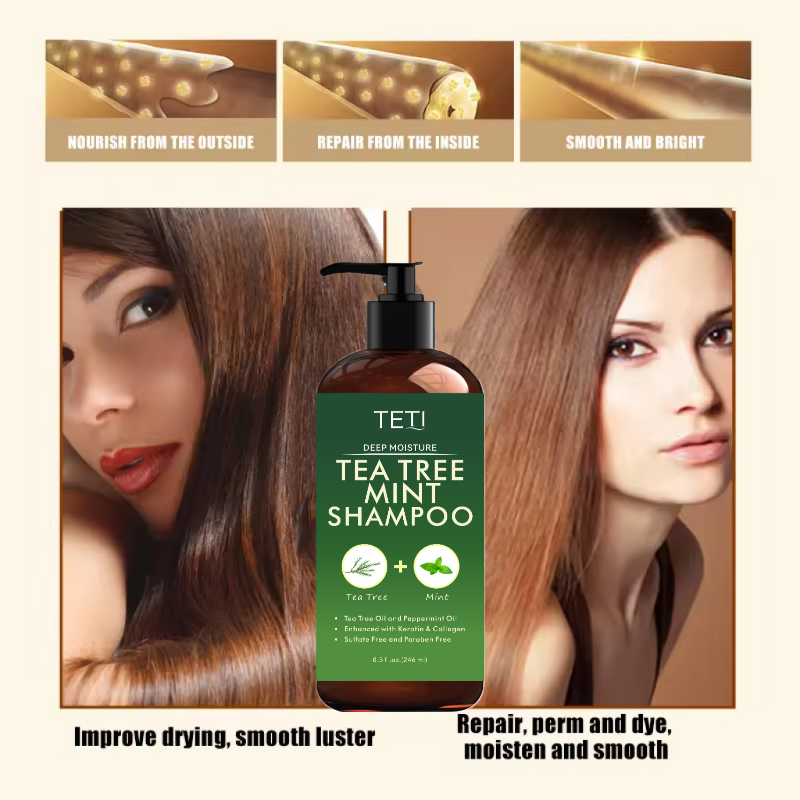 Green tea shampoo and conditioner set moisturizes and removes dandruff