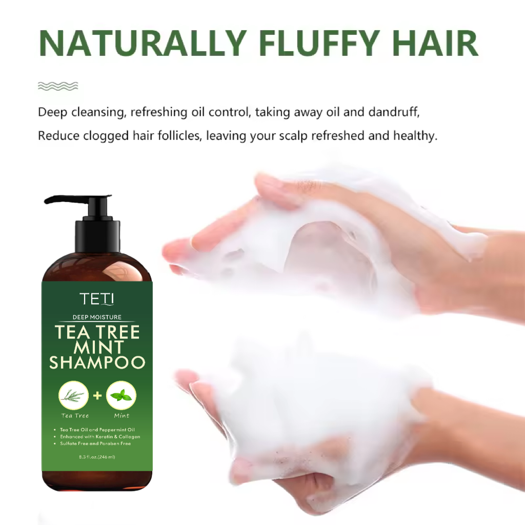 Green tea shampoo and conditioner set moisturizes and removes dandruff