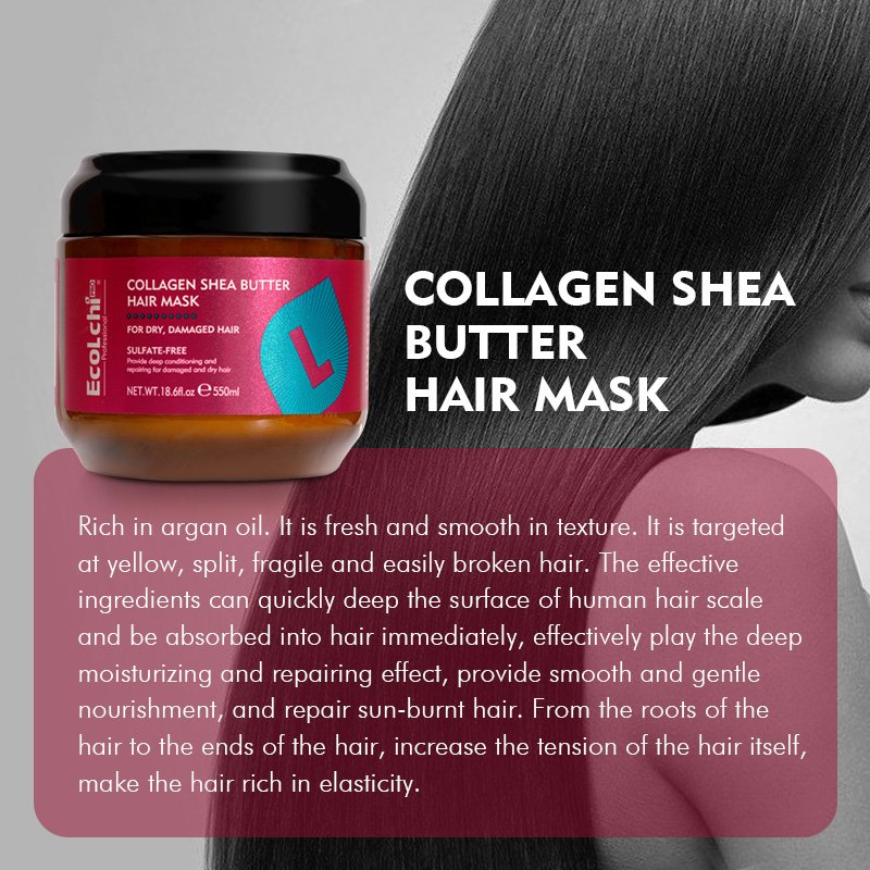 EcoLchi Private Label Hair Argan Oil Repair Keratin Collagen Hair Mask Sulfate-Free Organic Shampoo And Conditioner Hair Care