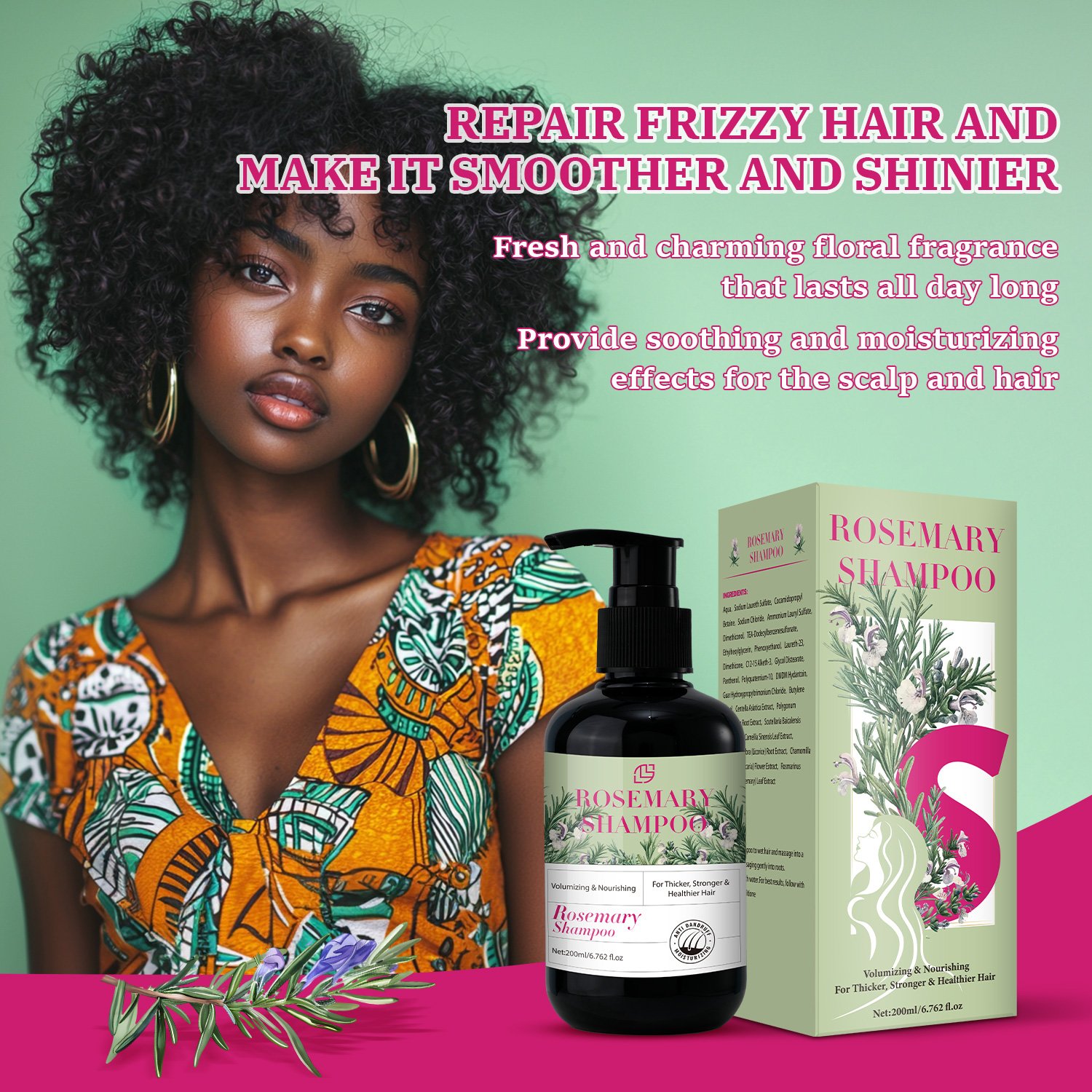 Best Selling Rosemary Shampoo Refining Nourishing Shampoo Suitable For All Hair Types 200Ml