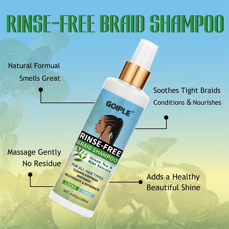 Private Logo Rinse-free Braid Shampoo No Residue Braid Cleanser Healthy Shining Hair Twists Weaves Shampoo for Edge Control