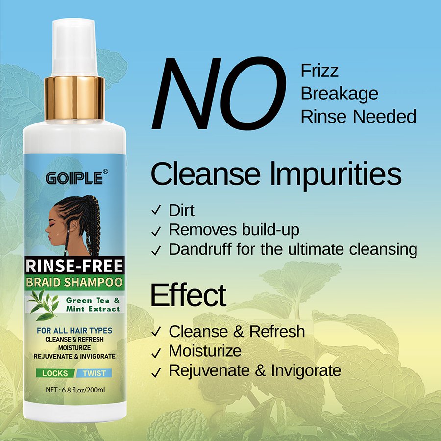 Private Logo Rinse-free Braid Shampoo No Residue Braid Cleanser Healthy Shining Hair Twists Weaves Shampoo for Edge Control