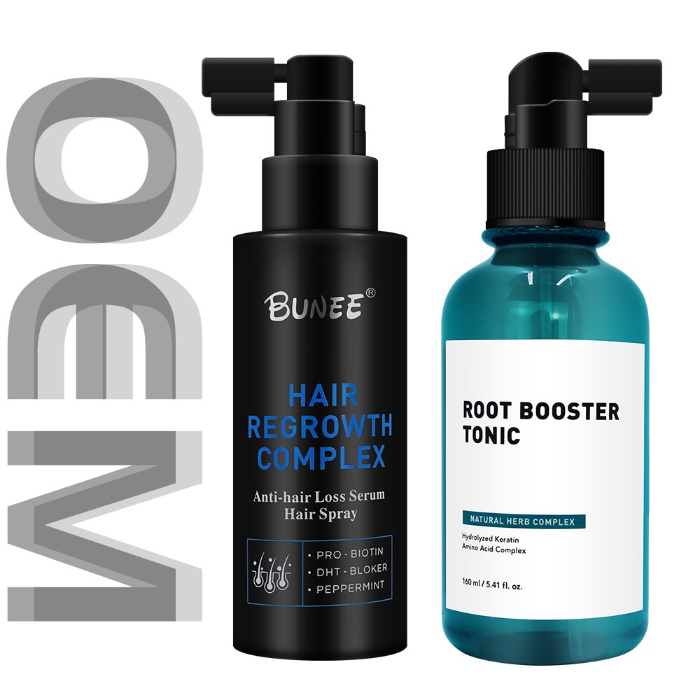 BUNEE 60ml OEM Biotin DHT- Blocker Peppermint HAIR regrowth treatment hair growth serum Tonic oil
