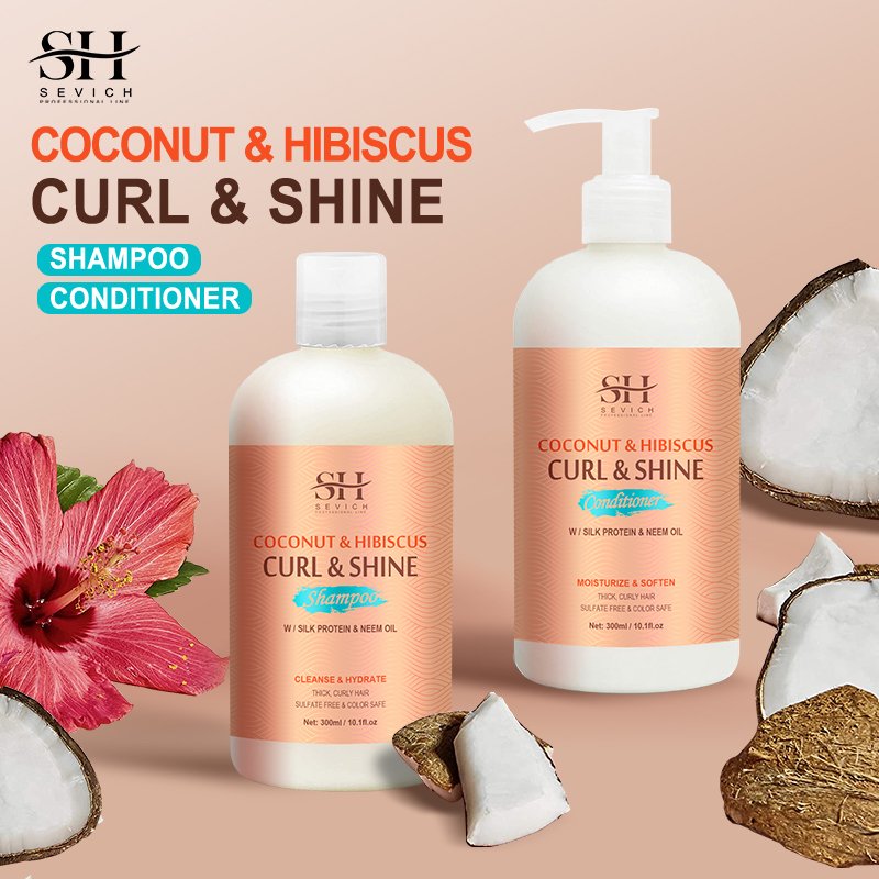 Private Brand New Design Professional Treatment Spray Curling Cream Shampoo Conditioner Wash Care Series Set For Curly Hair
