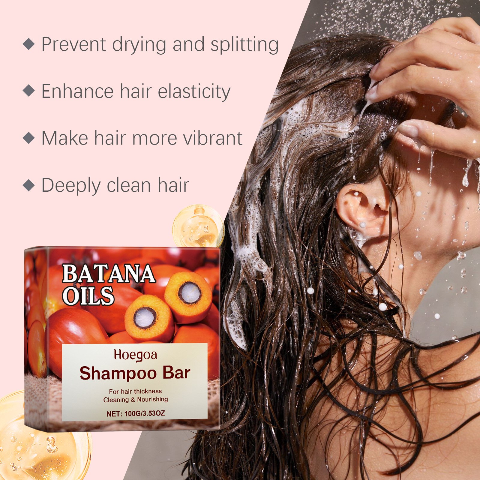 HOEGOA hot selling solid shampoo and hair care soap for scalp cleaning smoothing nourishing Batana shampoo soap