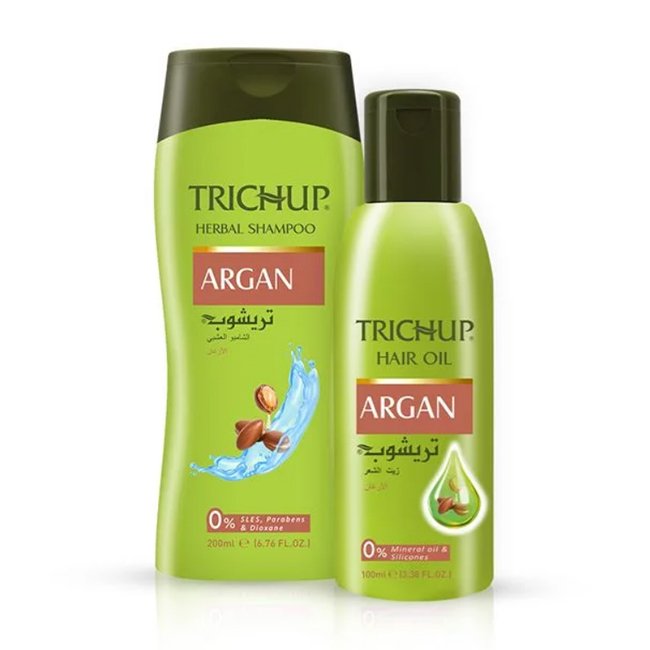 Trichup Argan Oil and Shampoo Kit Blends with Moroccan Argan Oil Helps Reduce Frizz From Your Hair & Boosts Shine