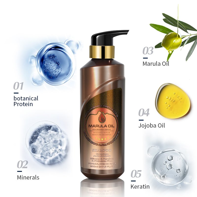 OEM Private Label Anti-Itching Moisture Hair Care Organic Botanical Protein Keratin Repair Marula Oil Shampoo