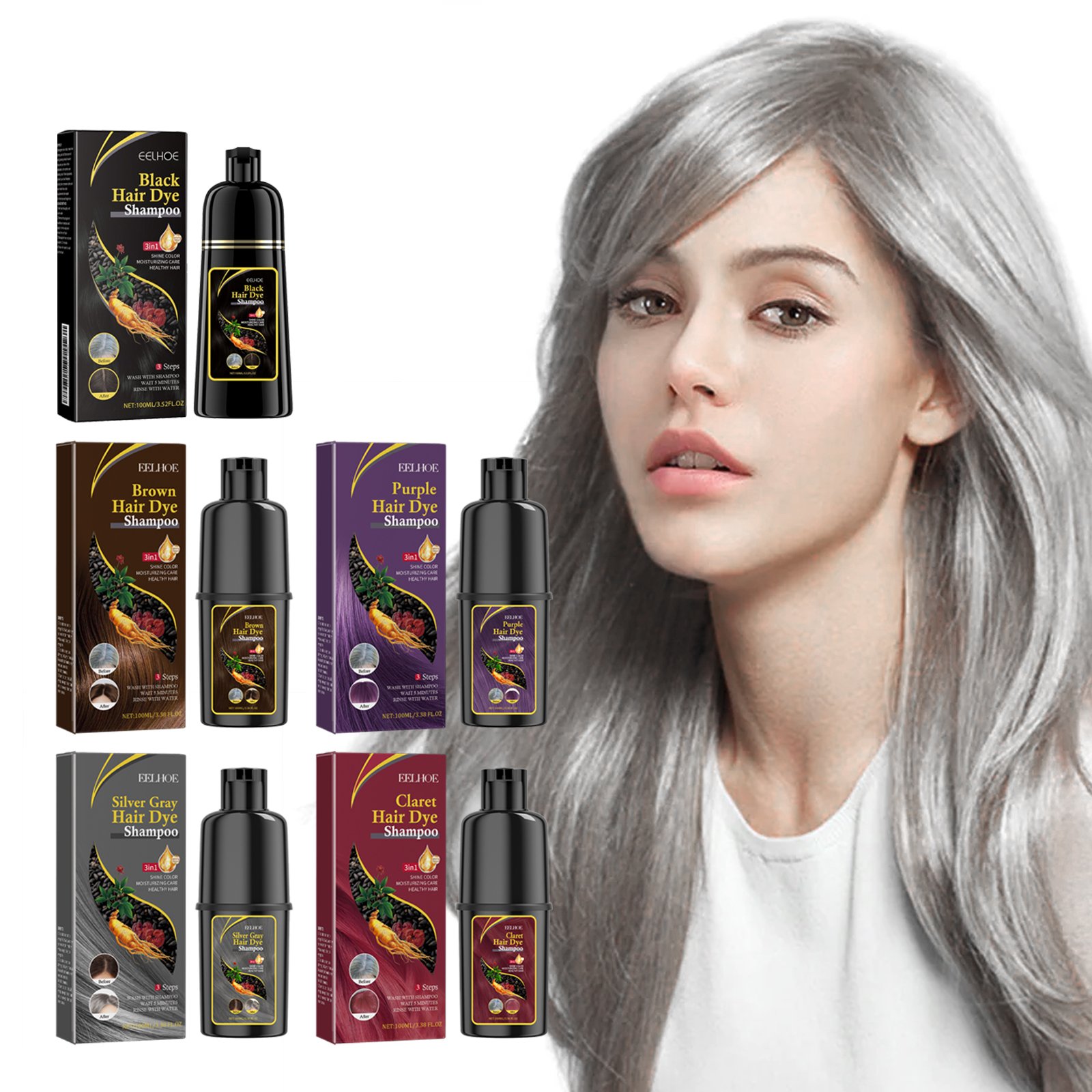 Colorful Hair Dye Shampoo 3 in 1 Color Shampoo Fast Hair Dye ssence Hair Coloring Cream Cover Dye Shampoo For Women Men