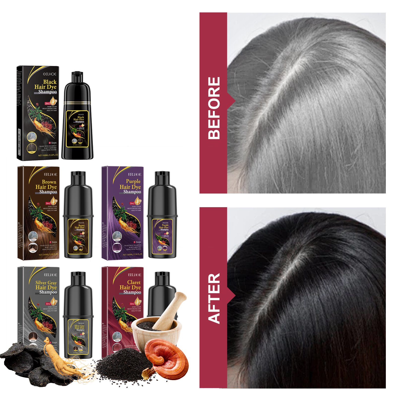 Colorful Hair Dye Shampoo 3 in 1 Color Shampoo Fast Hair Dye ssence Hair Coloring Cream Cover Dye Shampoo For Women Men