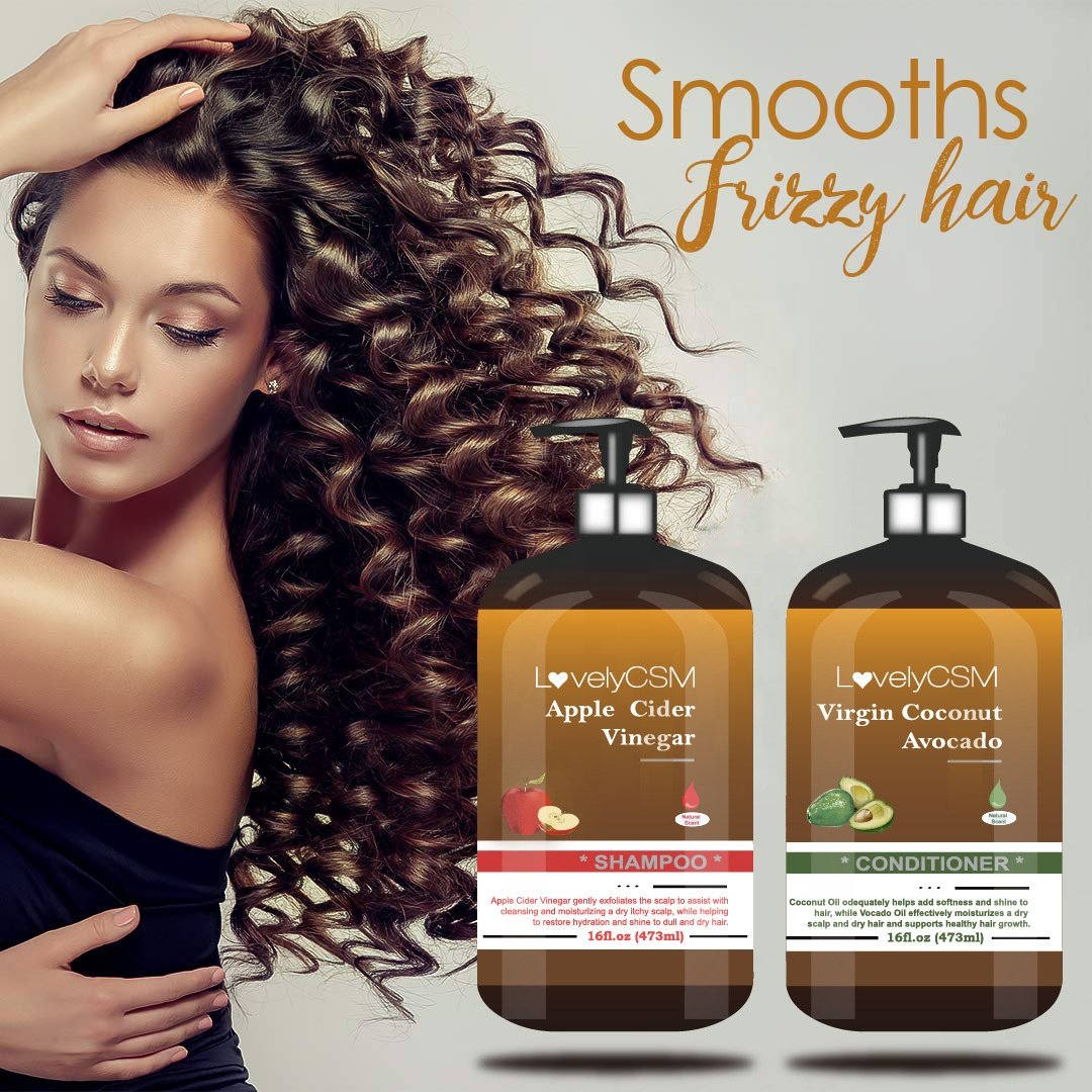 LovelyCSM organic natural anti hair loss lice shampoo apple cider vinegar avocado coconut conditioner hair growth shampoo