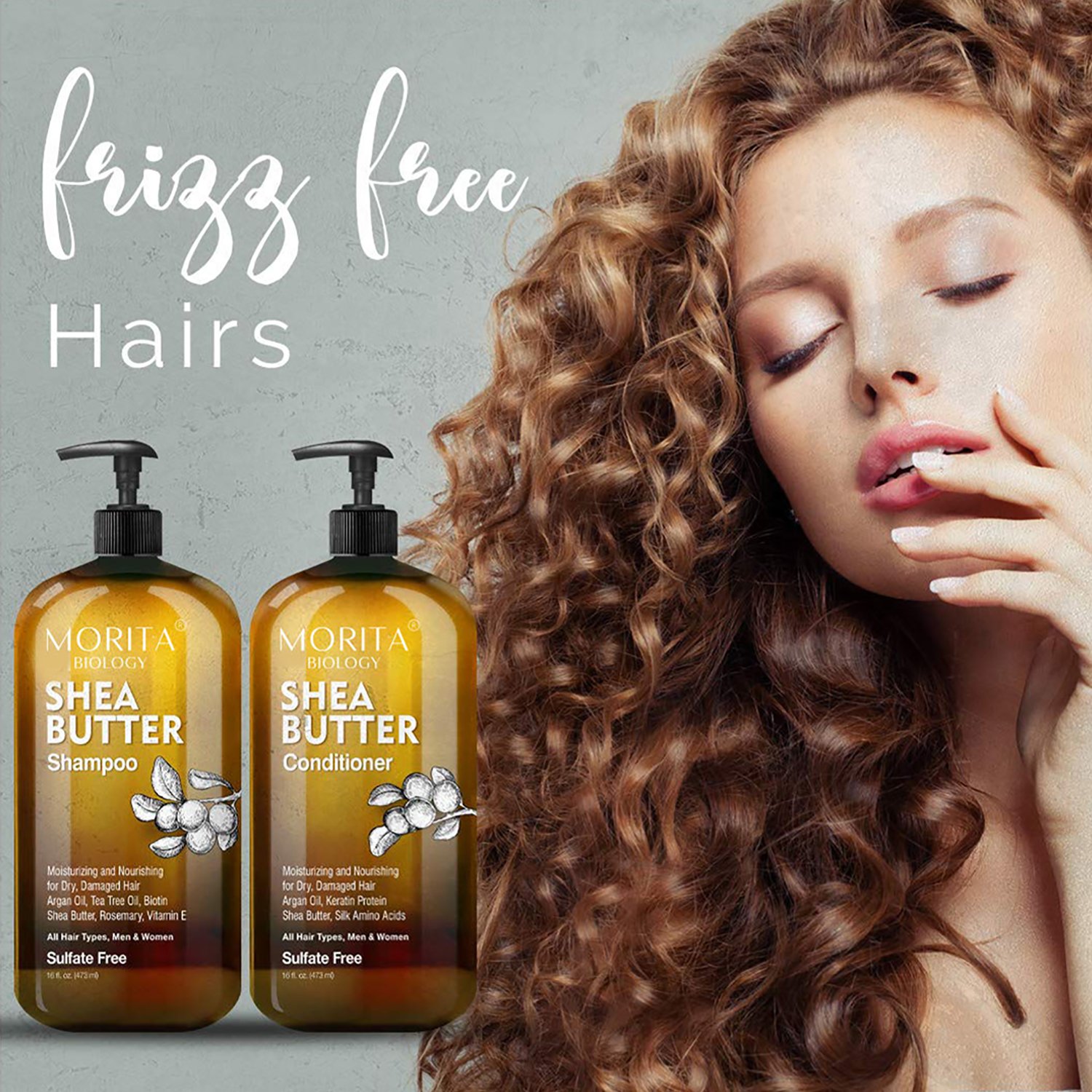 Private Label Shea Butter Shampoo and Conditioner Set Moisturizing & Nourishing Daily Shampoo Set for Men &Women Sulfate Free