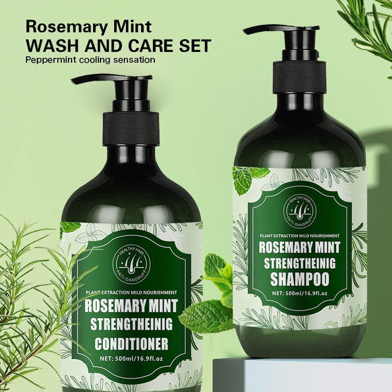 500ml Rosemary Shampoo Conditioner Set Sulfate Free Organic Formula Nourishing Strengthening Prevents Detachment Fixes Hair