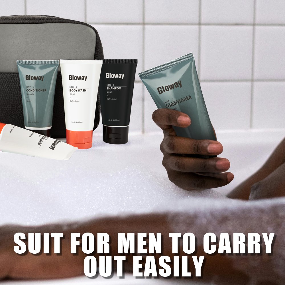 4PCS Business Trip Toiletries Men's Complete Travel Essentials Toiletry Set Travel Size Body Wash Shampoo And Conditioner