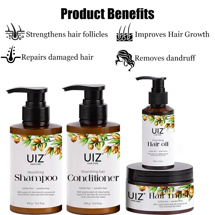 OEM Tea Tree Oil Shampoo Set Hotel Nourish Frizz Hair Sulfate Free Conditioner Repair Hair Mask Oil For Dry Oily Hair