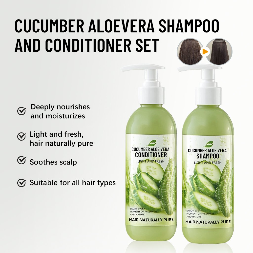 Factory Wholesale Natural Cucumber Aloe Vera Shampoo Treat Scalp Itching Reduce Dandruff Moisturize Nourish Hair All Hair Types