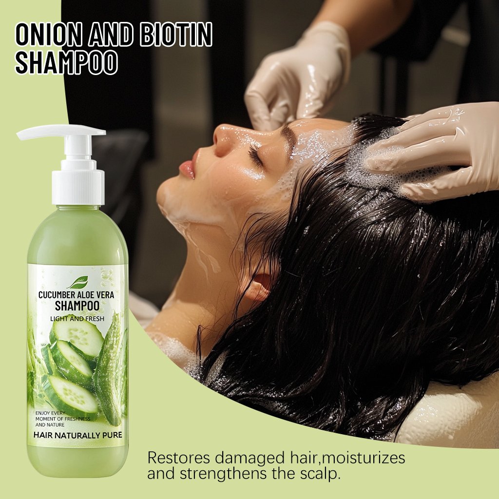 Factory Wholesale Natural Cucumber Aloe Vera Shampoo Treat Scalp Itching Reduce Dandruff Moisturize Nourish Hair All Hair Types