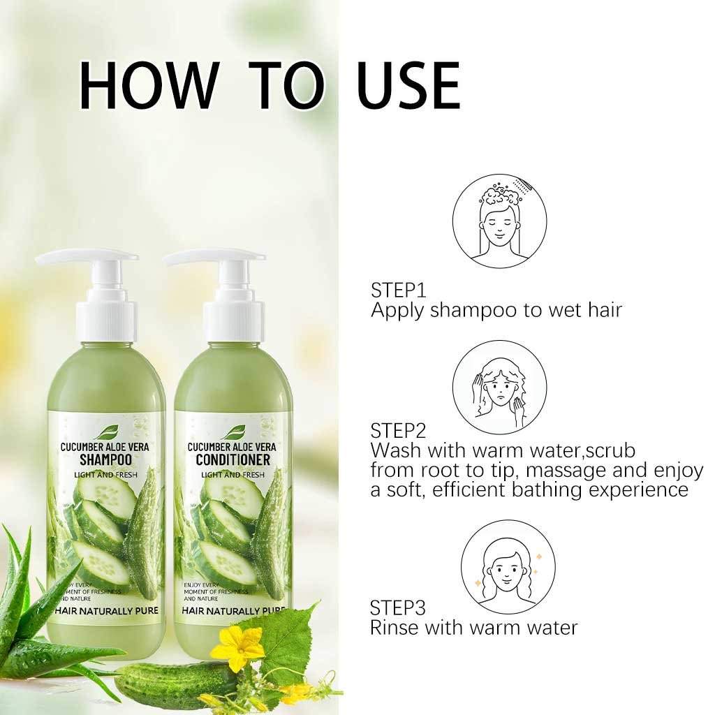 Factory Wholesale Natural Cucumber Aloe Vera Shampoo Treat Scalp Itching Reduce Dandruff Moisturize Nourish Hair All Hair Types