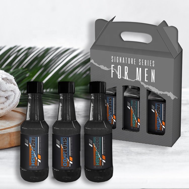 New design luxury cosmetic special cleaning face wash and hair shampoo personal care set for man
