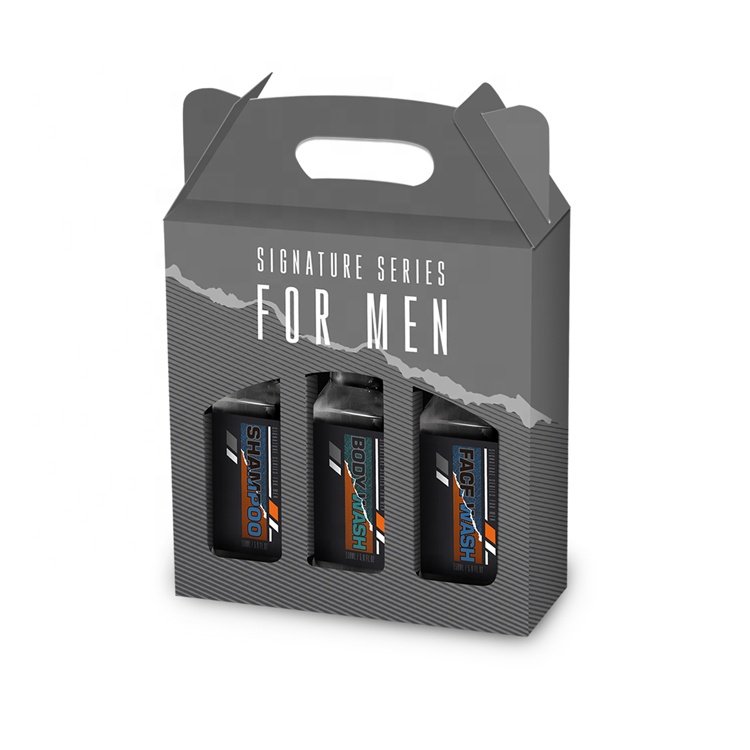 New design luxury cosmetic special cleaning face wash and hair shampoo personal care set for man