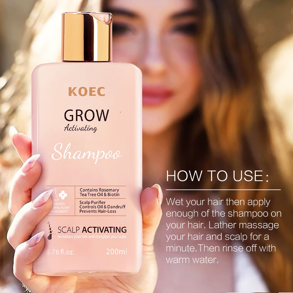 KOEC Simply Grow Activating Shampoo Deeply Nourish Hair Anti Hair Loss Rosemary Scalp Treatment Growth Shampoo for all Hair Type
