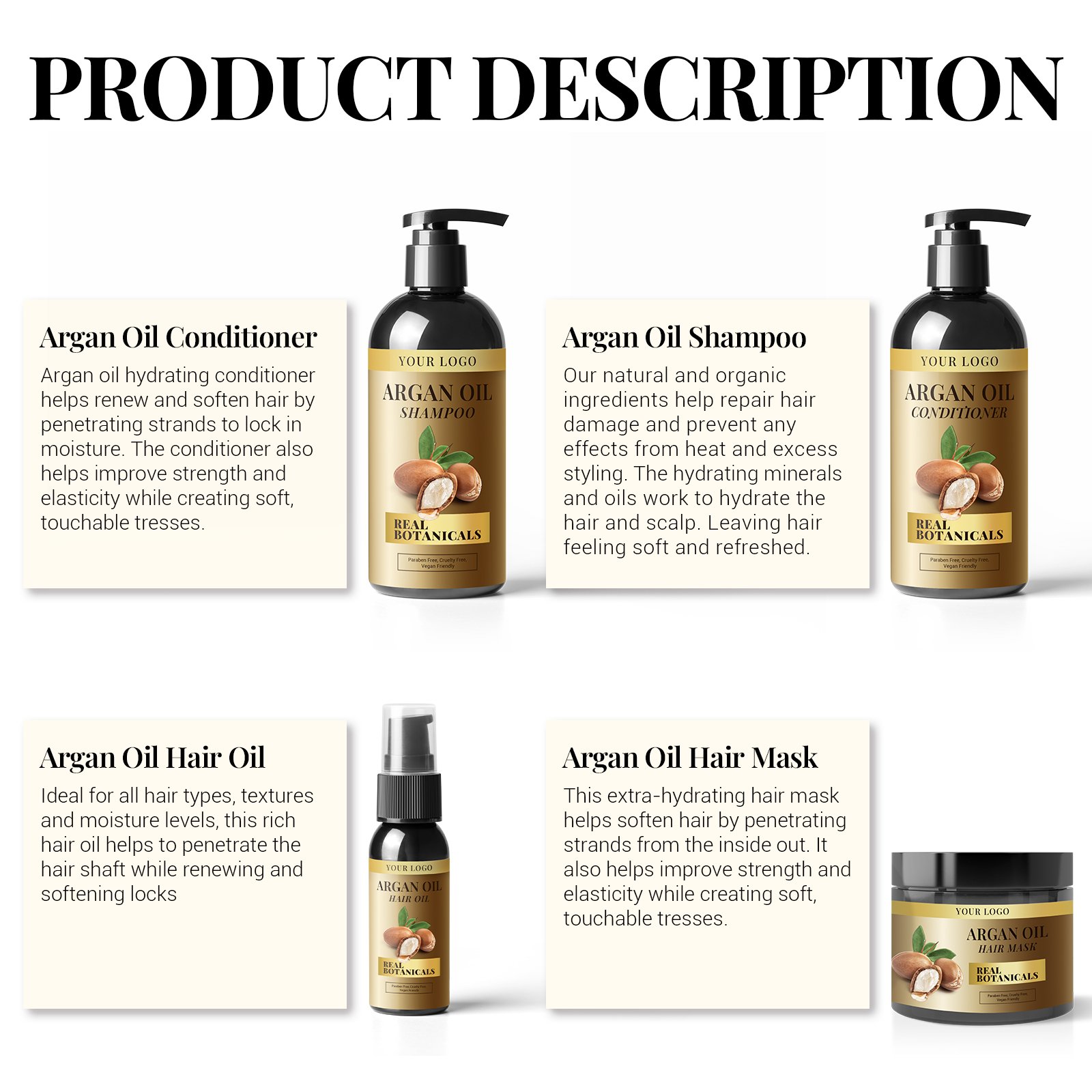 Factory Price Custom Organic Anti Hair Loss Best Private Label Natural OEM Argan Oil Hair Shampoo and Conditioner